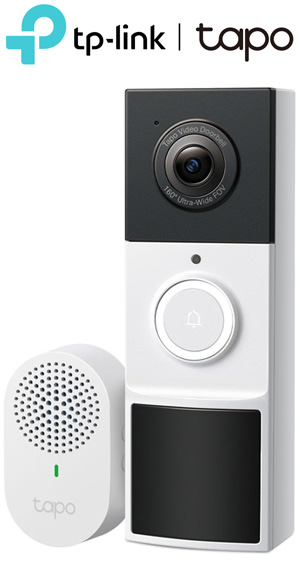 TP-Link Tapo D210 (V2.0) Έξυπνο Video Doorbell με Κάμερα 2K, IP65, Color Night Vision, AI Detection Mic/Speaker, microSD 