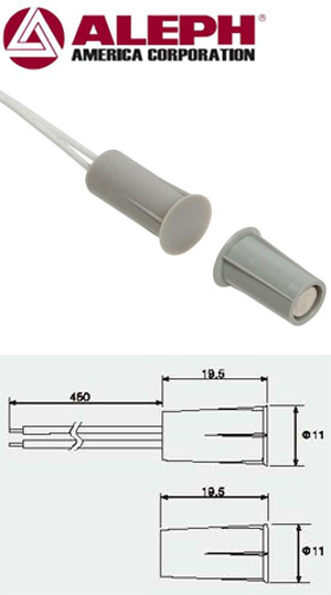 Aleph DC-1651G (ΓΚΡΙ) Χωνευτή μαγνητική επαφή, κοντή (μήκος 19.5 mm)