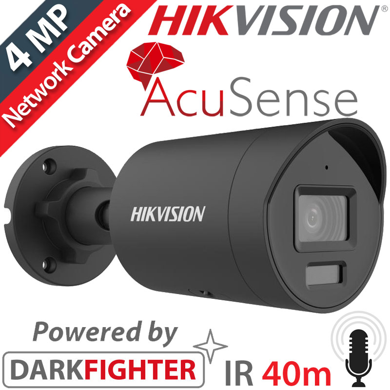 HIKVISION DS-2CD2046G2H-IU(2.8mm)(eF) Black - Ενσύρματη AcuSense IP Κάμερα 4MPixels IR 40m, DarkFighter, Μικρόφωνο, H265+