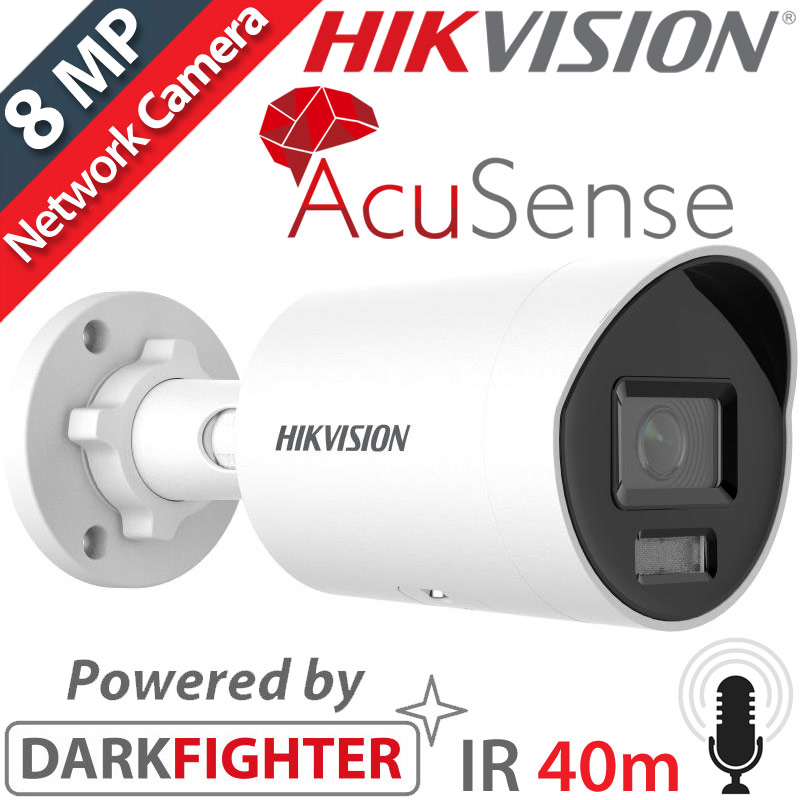 HIKVISION DS-2CD2086G2H-IU(2.8mm)(eF) Ενσύρματη AcuSense IP Κάμερα 8MPixels IR 40m, DarkFighter, Μικρόφωνο, H265+