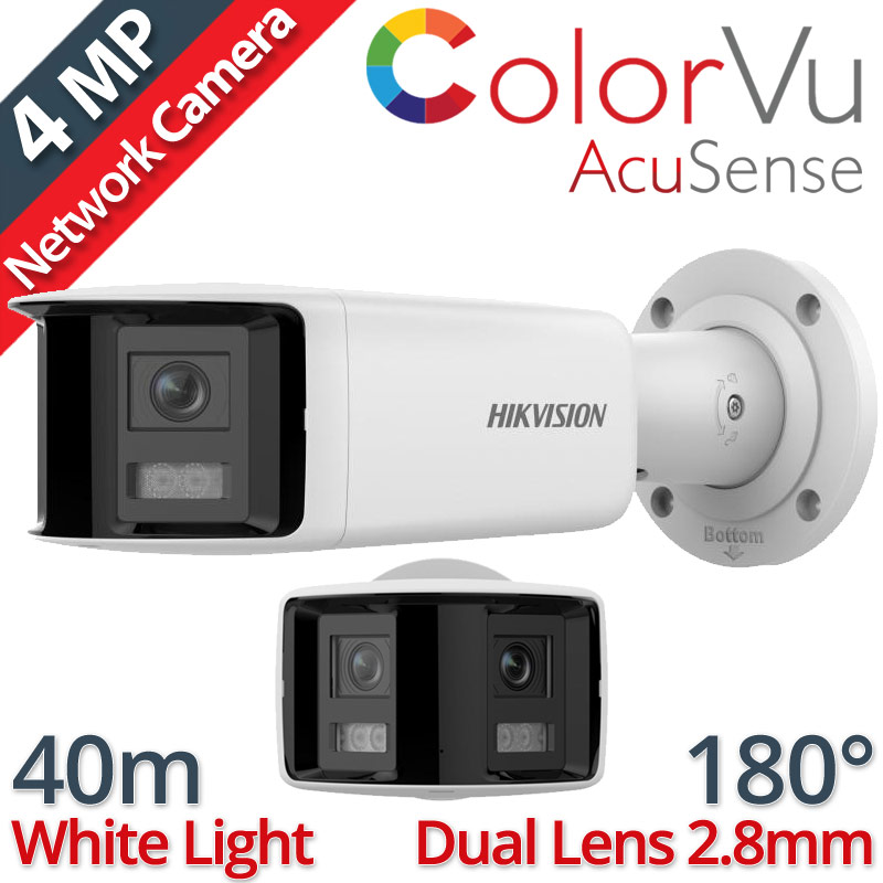 HIKVISION DS-2CD2T47G2P-LSU/SL(C) 2.8mm Panoramic ColoVu IP Κάμερα 4MP, Dual Lens 180°, White Light 40m, Mic, Strobe Lght, Audio Alarm