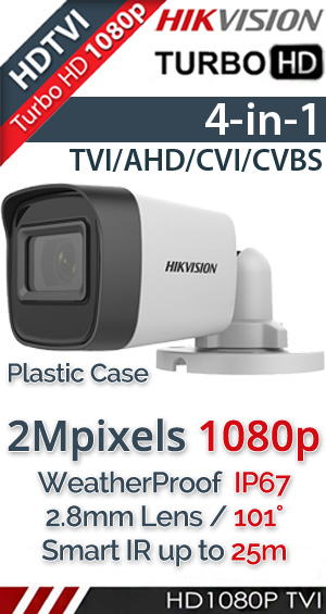 HIKVISION DS-2CE16D0T-ITPF(C) 2.8mm Κάμερα Παρακολούθησης Bullet 2Mpixels 1080p TURBOHD 4in1 IP67 Smart IR 25m