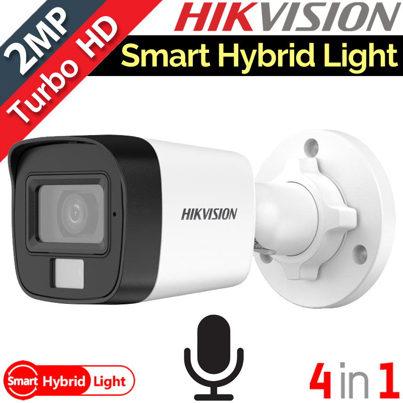 HIKVISION DS-2CE16D0T-LPFS 2.8mm Κάμερα Bullet 2Mpixels, Smart Hybrid Light, Μικρόφωνο, IP67, TVI/AHD/CVI/CVBS