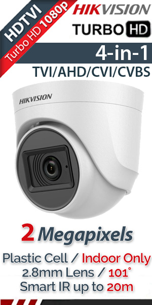 HIKVISION DS-2CE76D0T-ITPF(C) 2.8mm Κάμερα Οροφής 2Mpixel, Εσωτερικού Χώρου, IR 20μ., 4in1