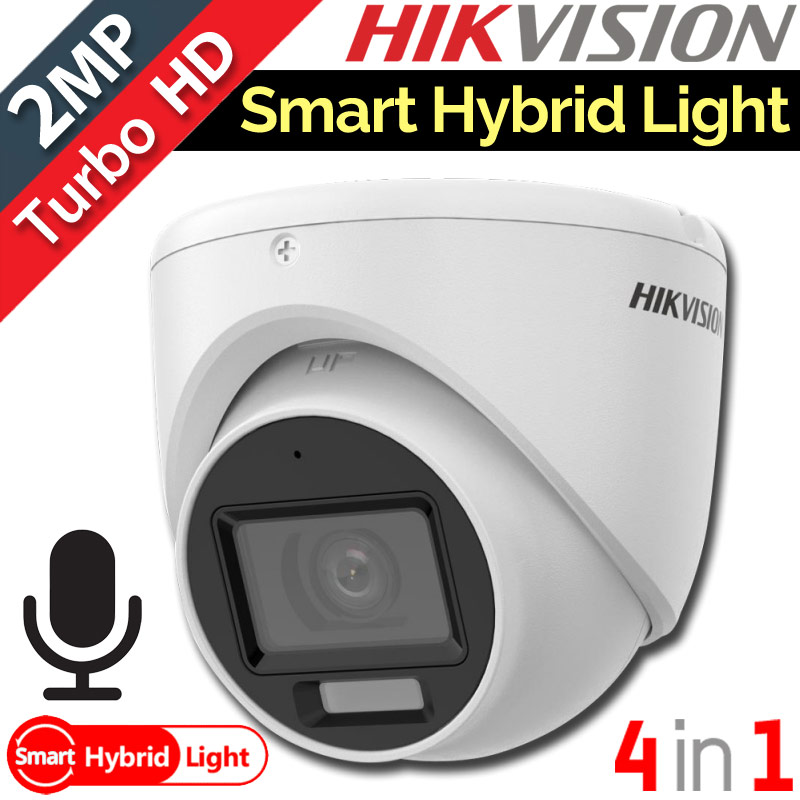 HIKVISION DS-2CE76D0T-LMFS 2.8mm Κάμερα Οροφής 2Mpixels Smart Hybrid Light, Μικρόφωνο, IP67, TVI/AHD/CVI/CVBS