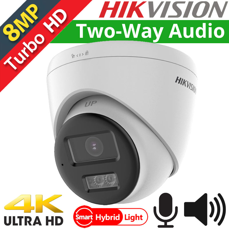 HIKVISION DS-2CE78U0T-LTS 2.8mm HDTVI 8Mpixels 4Κ, Two-Way Audio, Smart Hybrid Light 40m, IP67
