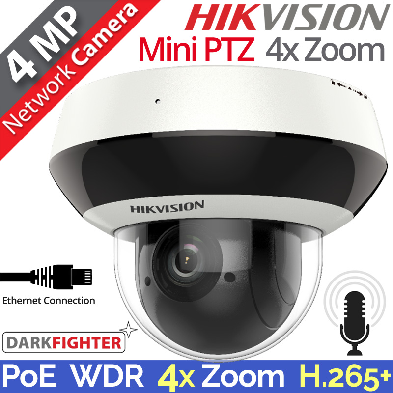 thumbnail image 2 of Hikvision DS-2DE2A404IW-DE3 4MP PTZ Camera – 4x Zoom, IR, PoE, Audio, IP66 Outdoor 2 of 5