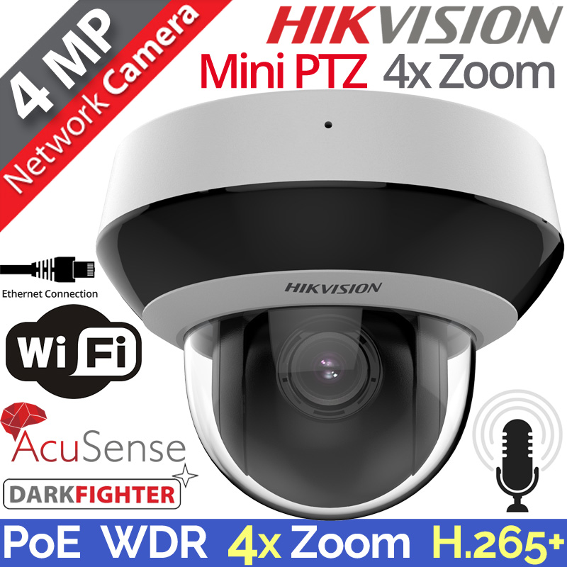 HIKVISION DS-2DE2A404IWG1-E/W Ασύρματη - Ενσύρματη Wi-Fi Mini PTZ IP Κάμερα 4MP, 4X Οπτικό Zoom, DarkFighter, AcuSense