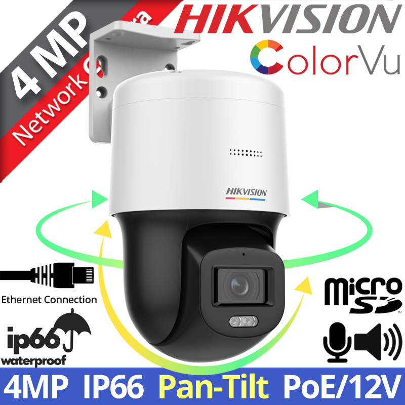 HIKVISION DS-2DE2C400SCG-E(F0) 4Mpixels Ενσύρματη Mini PT IP Camera COLORVU, Ethernet, PoE, MicroSD, Mic, Speaker, H.265+, IR30m