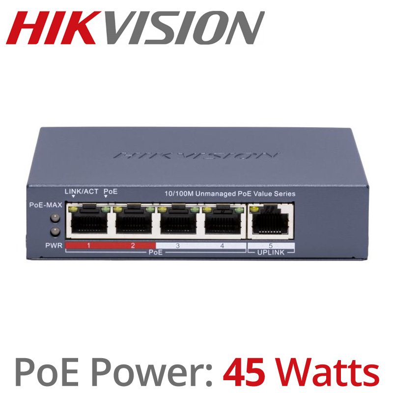 HIKVISION DS-3E0105P-E/M(C) 5 Ports Unmanaged PoE Switch 802.3af/802.3at (Max. 45Watt) 
