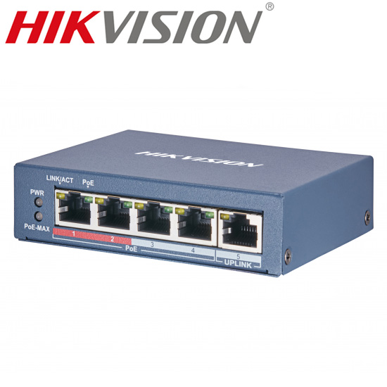 HikVISION DS-3E0105P-E(B) 5 Ports Unmanaged PoE Switch 802.3af/802.3at 58Watts