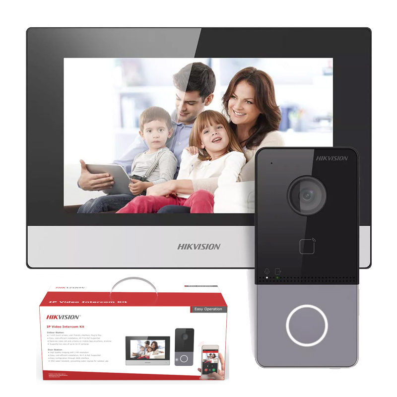 HIKVISION DS-KIS603-P(C) Πλήρες Κιτ IP Θυροτηλεόρασης (Οθόνη 7" Touch & Μπουτονιέρα Villa με Wi-Fi)