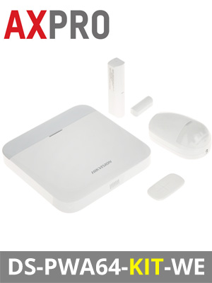 Hikvision DS-PWA64-KIT-WE - ΚΙΤ Ασύρματου Συναγερμού AX PRO 64 Ζωνών με Κέντρο, Ασύρματο ανιχνευτή, Ασύρματη Μαγνητική και Τηλεχειριστήριο