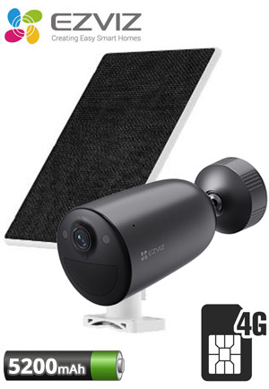 EZVIZ EB3 4G Kit (CS-EB3/SP) Ασύρματη Αδιάβροχη 4G Κάμερα 3MP(2K) με Μπαταρία 5200mAh και Ηλιακό Πάνελ 5W