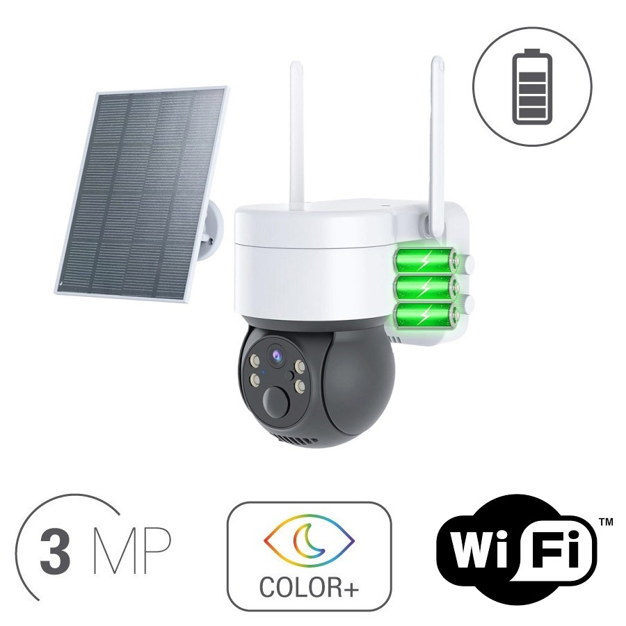 EOS SPD-300SOL/W - Αυτόνομη Wi-Fi IP κάμερα εξωτερικού χώρου PTZ ανάλυσης 3MP, με Ηλιακό πάνελ και Μπαταρία 