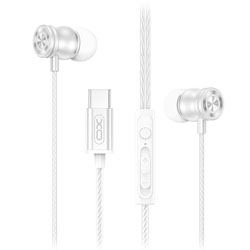 XO-EP80 WHITE Type-C Ενσύρματα in-ear Μεταλλικά Ακουστικά με Μικρόφωνο και Βύσμα USB-C, σε Λευκό Χρώμα 