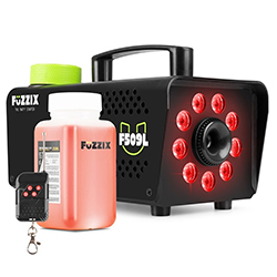 FuZZIX F509L Μηχανή Καπνού 500 Watt Party Smoke Machine με Ασύρματο χειριστήριο, 9x RGB LEDs και Υγρό 160.310 (Μαύρη)