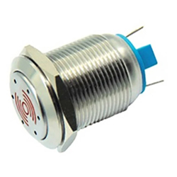 HBGQ19 R Μεταλλική Σειρήνα Buzzer Πίνακος 2P στρογγυλό Φ19mm με λυχνία LED 12V DC Κόκκινο