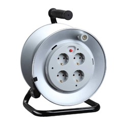 HJR-4BAT Μπαλαντέζα Καρούλι 25 μέτρων με 4 πρίζες Ασφαλείας και Θερμικό προστασίας 3x1.5mm² HGI