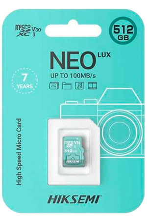 HIKSEMI HS-TF-D3/512G NEO LUX Κάρτα Μνήμης MicroSD 512GB 100MB/s, Class10 U3 V30