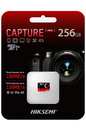 HIKSEMI HS-TF-E3/256G CAPTURE [4K] Κάρτα Μνήμης MicroSD 256GB 180MB/s, Class10 U3 V30