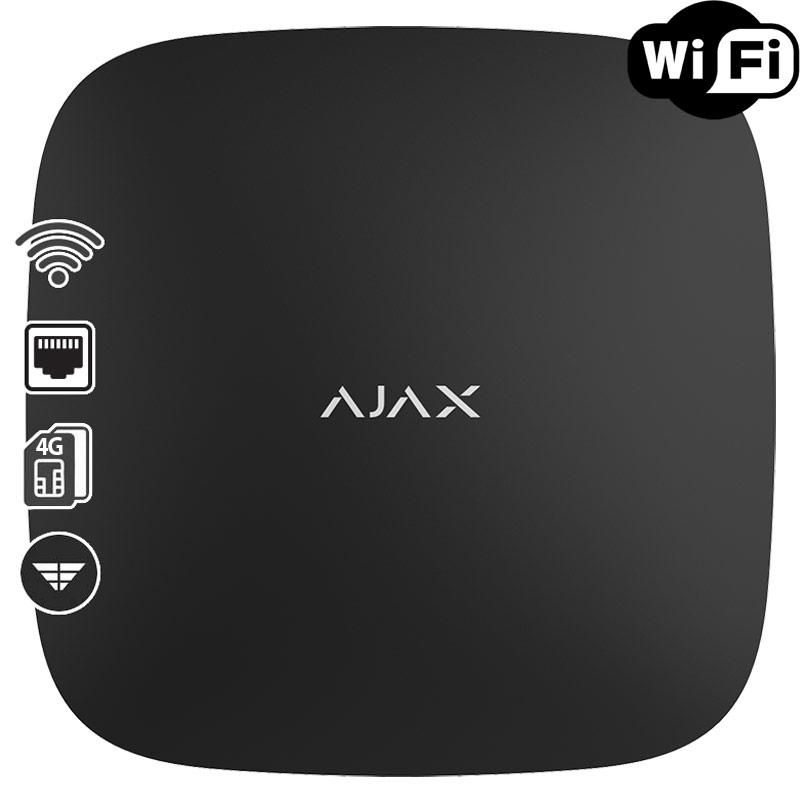 AJAX HUB 2 PLUS BLACK - Ασύρματη Κεντρική Μονάδα 4G (LTE) με Dual Micro SIM, Wi-Fi και Ethernet, σε Μαύρο χρώμα