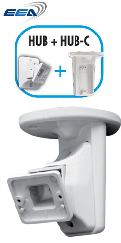 HUB-P + HUB-C ΚΙΤ Βάσης στήριξης Τοίχου και Οροφής για τους ανιχνευτές VELVET DT της EAA Security