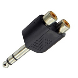 AA-046 Adaptor καρφί 6.3mm STEREO αρσενικό σε 2xRCA θηλυκά (JT-3196)