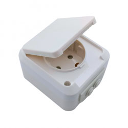 Aqua Line Λ1231 Πρίζα Σούκο Εξωτερική Στεγανή Ασφαλείας IP54 | Επίτοιχη Πρίζα Ρεύματος