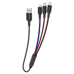 DUDAO L10PRO 3 σε 1 Καλώδιο USB A - microUSB / Type-C / Lightning, 5A, 38cm, 6970379617786