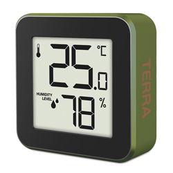 LIFE ALU MINI TERRA Ψηφιακό Θερμόμετρο  - Υγρόμετρο εσωτερικού χώρου με πλαίσιο Αλουμινίου - Πράσινο