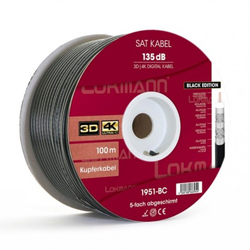 LOKMANN 1951-BC Υψηλής Ποιότητας Ομοαξονικό καλώδιο RG6 135dB τηλεόρασης Χάλκινο Μαύρο στροφείο 100μ