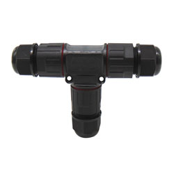 M16A T-TYPE BLK Αδιάβροχος Σύνδεσμος Καλωδίων 3P 2.5mm² Τροφοδοσίας IP68 με Βιδωτή Κλέμμα και Λάστιχο