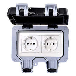 HEI MP22G Διπλή Πρίζα Σούκο Έξωτερικού Χώρου IP66