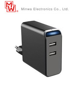 MINWA MW2UA48U Φορτιστής USB 5V με 2 εξόδους 4800mAh