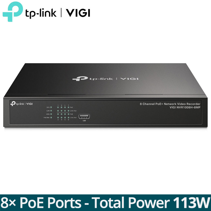 TP-LINK VIGI NVR1008H-8MP V1.20 - Δικτυακό Καταγραφικό NVR 8 καμερών με 8 θύρες PoE+ 113W