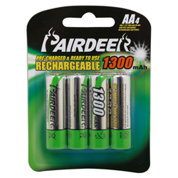PAIRDEER AA-1300 Σετ 4 Επαναφορτιζόμενων Μπαταριών NiMH AA / 1300 mAh