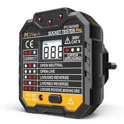 PCWork PCW06B Socket Tester Όργανο ελέγχου ορθής καλωδίωσης πρίζας με ψηφιακή οθόνη