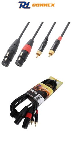 PD Connex CX68-3 Ποιοτικό Καλώδιο 2 x XLR θηλυκά σε 2 x RCA αρσενικά 3m 176.693