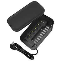 SONORA POWERBOX BLACK Κουτί οργάνωσης καλωδίων με ενσωματωμένο πολύπριζο 5 θέσεων & 3 θύρες USB, σε μαύρο χρώμα