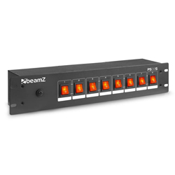 BEAMZ PS08S Πάνελ 8 Διακοπτών 19" 2U με Πρίζες Schuko και Ασφάλεια 15A 154.040