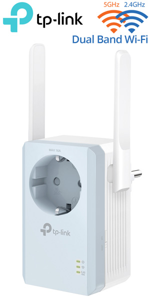 TP-LINK RE365 v3 AC1200 Wi-Fi Range Extender με Ενσωματωμένη Πρίζα, Dual Band 2,4GHz and 5GHz