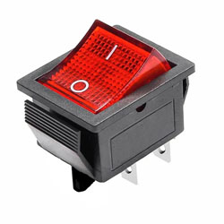 RL2-121 YNX RED Διακόπτης Rocker ON-OFF 4P 16A/12V με λυχνία 12V