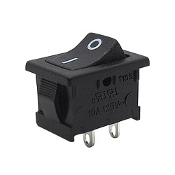RL3-111 Διακόπτης Rocker ON-OFF 2P 6A / 250V Μαύρος (P16) YNX