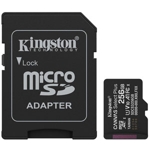 KINGSTON SDCS3/256GB Canvas Select Plus Gen3 microSD 256GB, UHS-I, 150MB/s (Με Αντάπτορα)