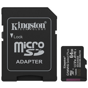 KINGSTON SDCS3/64GB Canvas Select Plus Gen3 microSD 64GB, UHS-I, 100MB/s (Με Αντάπτορα)
