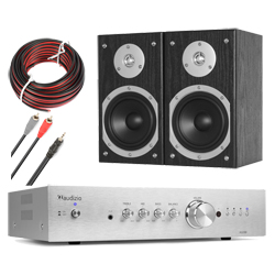 SET_HOMEAUDIO 31 Πλήρες Hi-Fi πακέτο ήχου με Audizio AD200A + Fenton SHFB55B  + Καλωδιώσεις (ασημί)