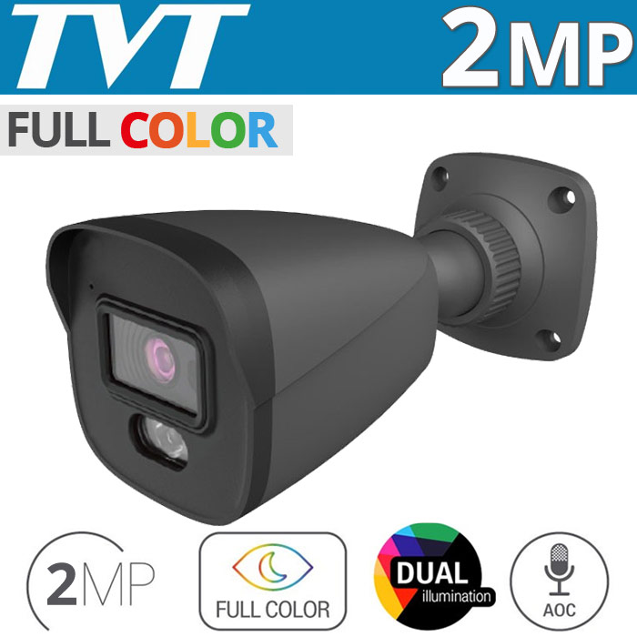 TVT TD-7421AS4-D (D/AU/AW2) 2.8mm ΓΚΡΙ Κάμερα Bullet Dual Illumination 2Mpixels, Audio Over Coaxial, IP67, 20~30m Night View