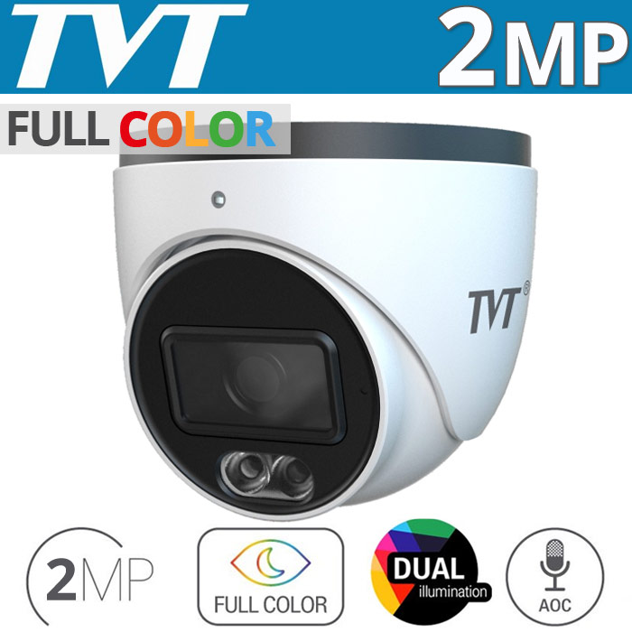 TVT TD-7524AS4 (D/AU/AW2) 2.8mm Κάμερα Dome Dual Illumination 2Mpixels, Audio Over Coaxial, IP67, 20~30m Night View