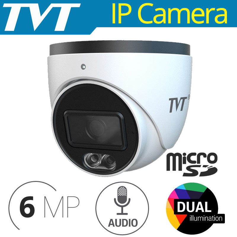 TVT TD-9564S4-C (D/PE/AW2) 2.8mm Ενσύρματη IP Κάμερα 6Mpixels, Dual Illumination, MicroSD, Mic, WDR, Η.265+ Poe, IP67